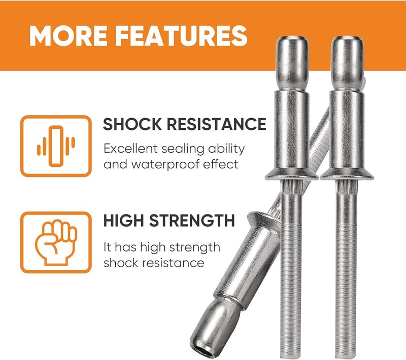 ALLCLEAN 3/16" x 5/8" Industrial-Grade Internal Lock Dome Head Structural Rivets Pop Rivets – Robust Connections Designed for Heavy-Duty Projects - 30 Pack - Image 5